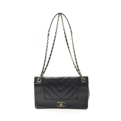 Chanel Black V Stitch Shoulder Bag Lambskin (sheep Leather)