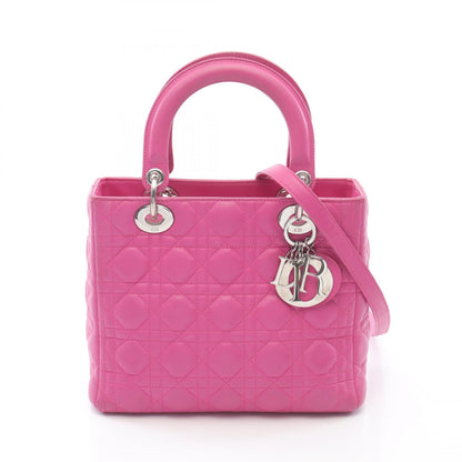 Dior Lady Dior Christian Dior Cannage Handbag Pink Leather