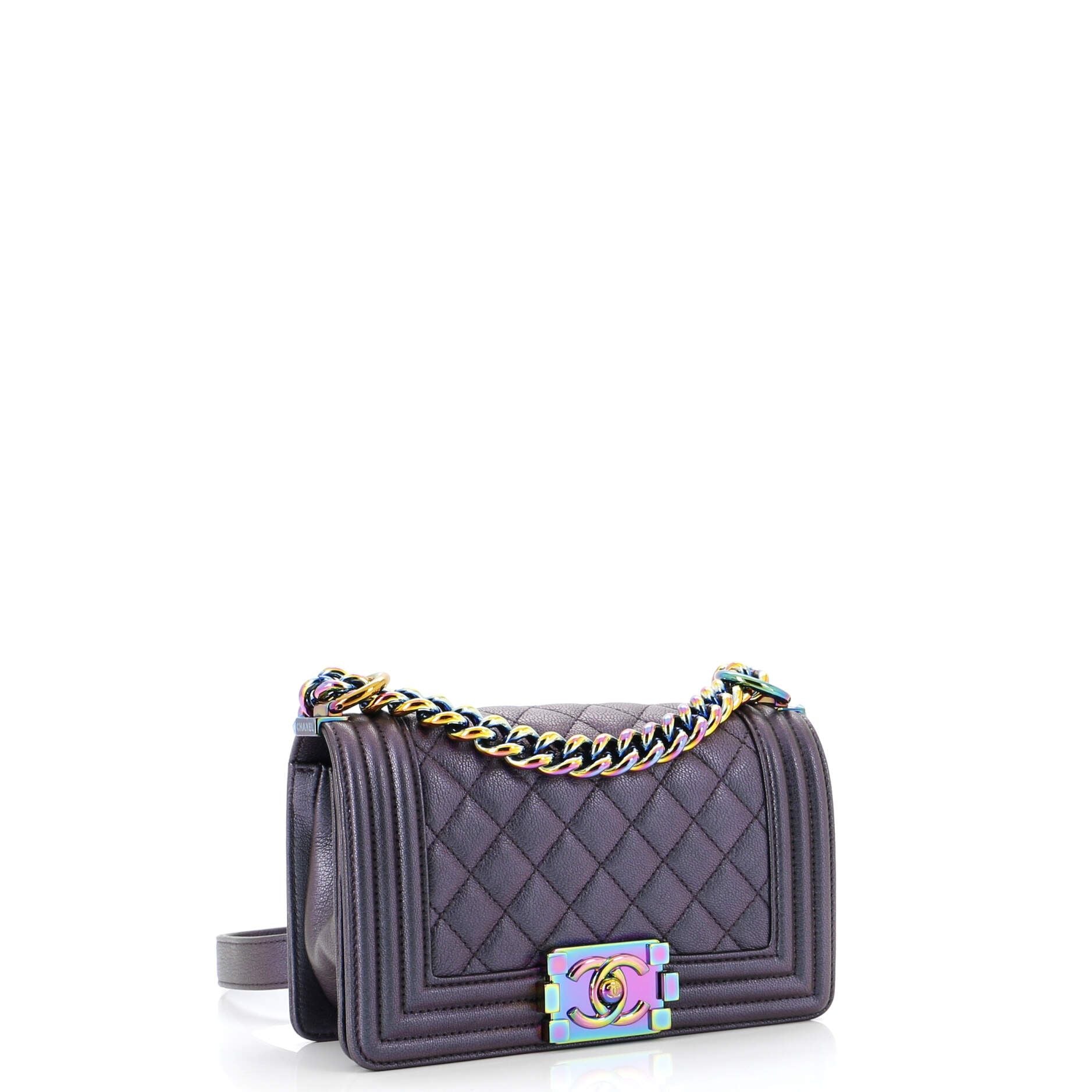 Chanel Boy Flap Bag Quilted Iridescent Goatskin Small