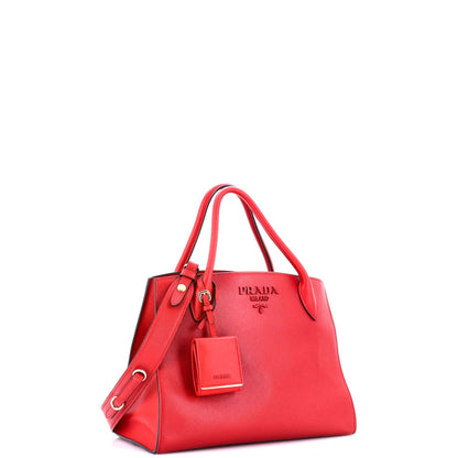 Prada Monochrome Tote Saffiano With City Calf Medium