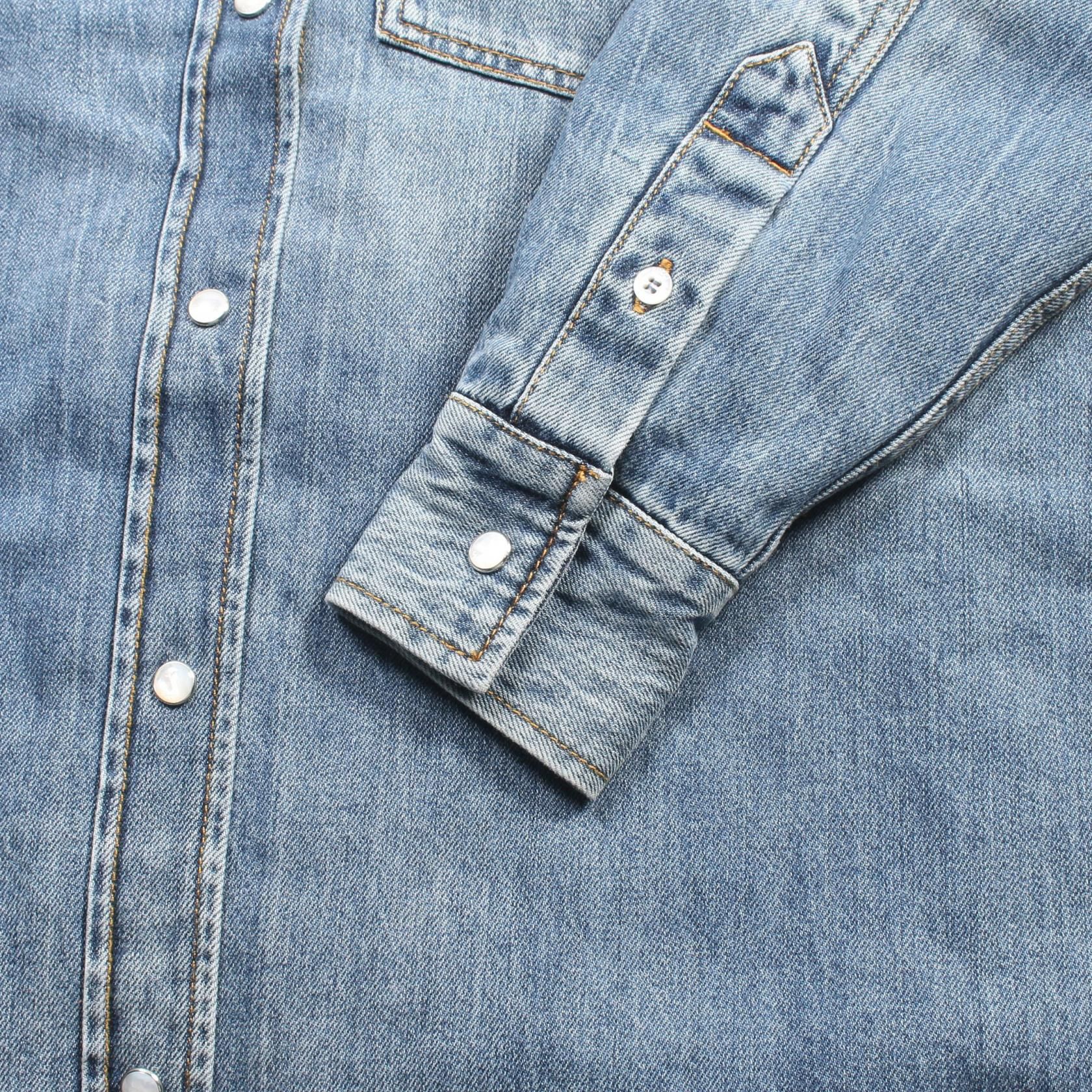 Gucci Washed Organic Denim Shirt Denim Jacket Blue Other Cotton 772882