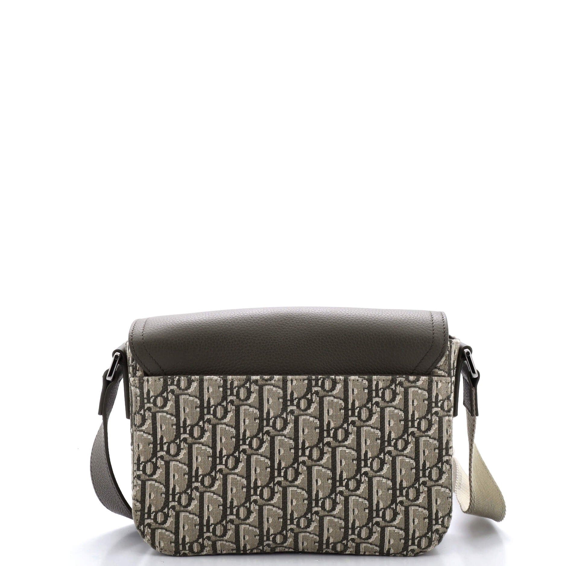 Dior Saddle Buckle Flap Messenger Bag Oblique Canvas And Leather Medium