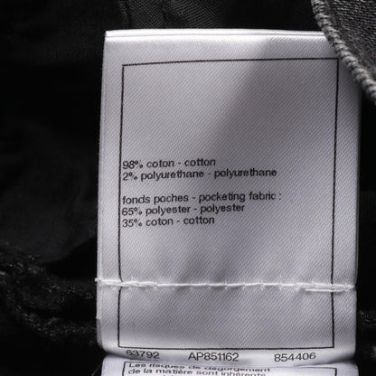 Chanel Black Coco Mark Dot Denim Pants Cotton Polyurethane P 74514v 66052