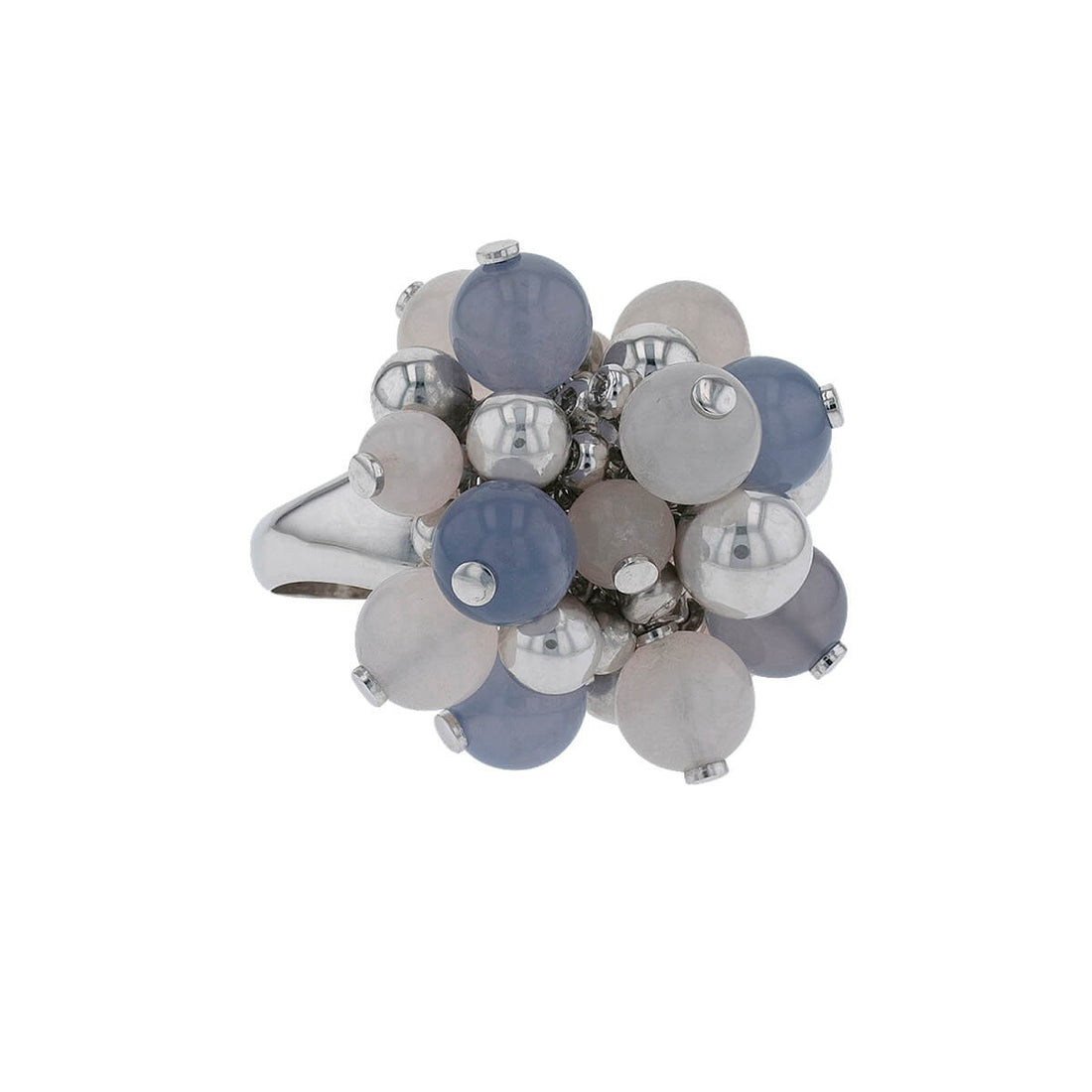 Marco Molinario blue and white chalcedony, diamonds and gold ring