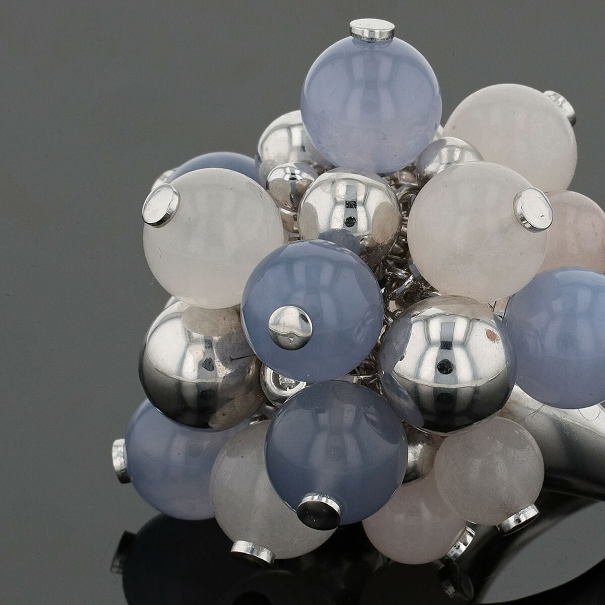 Marco Molinario blue and white chalcedony, diamonds and gold ring