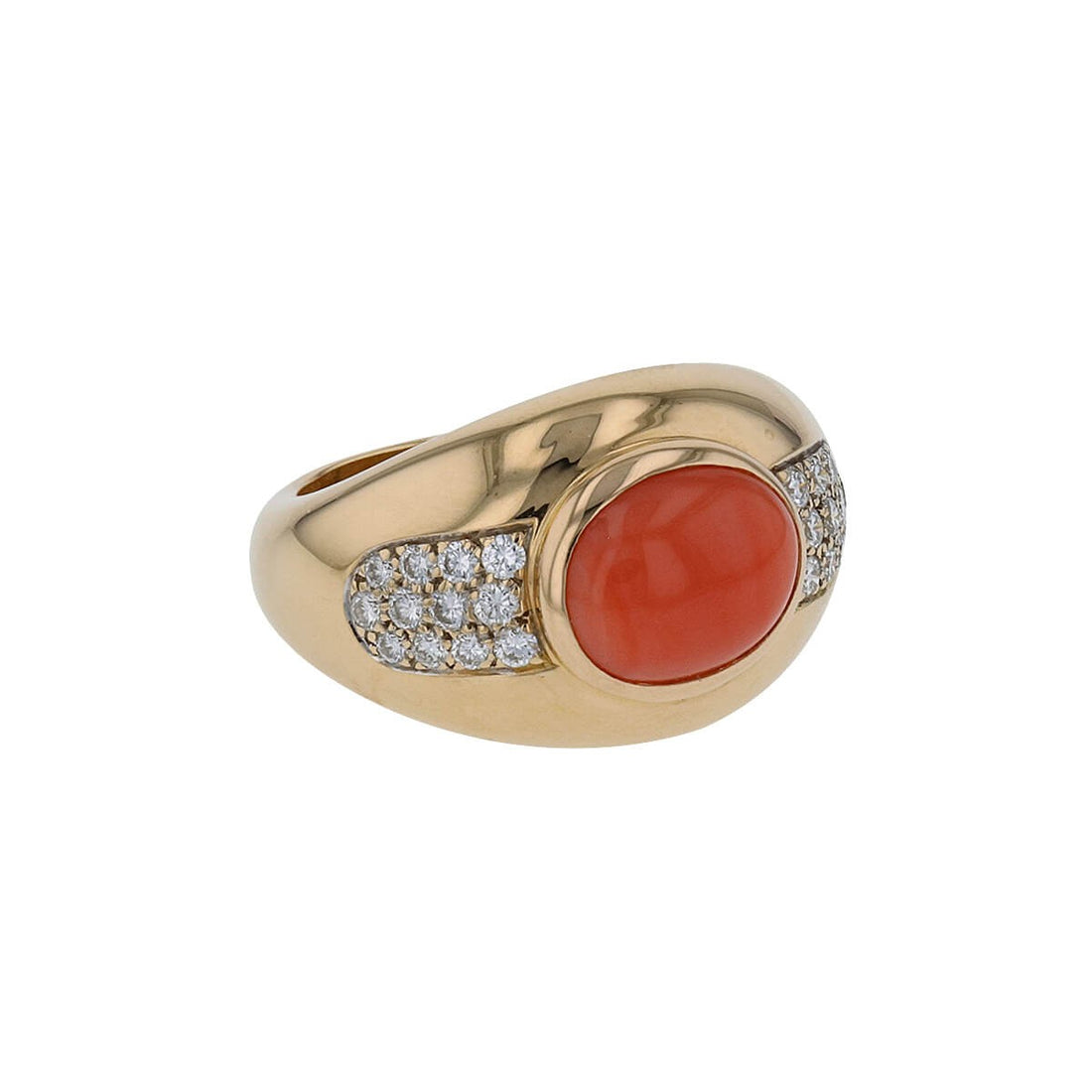 Mauboussin coral, diamonds and gold ring