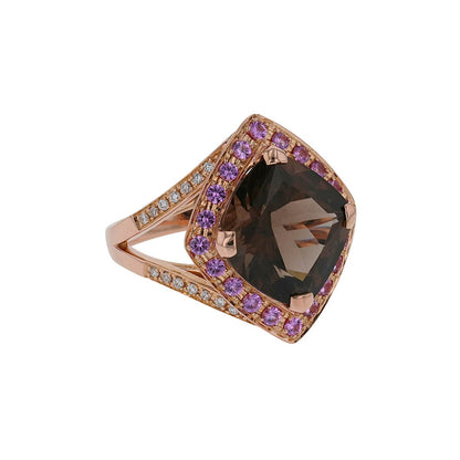 Mauboussin Fou de Toi pink sapphires, diamonds, quartz and gold ring