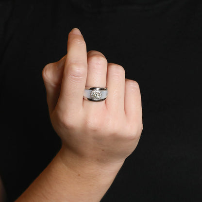 Mauboussin mother-of-pearl, diamonds and gold ring