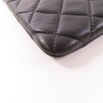 Chanel Black Cowhide Leather Pouch Business Bag Clutch Bag Calfskin (cowhide)