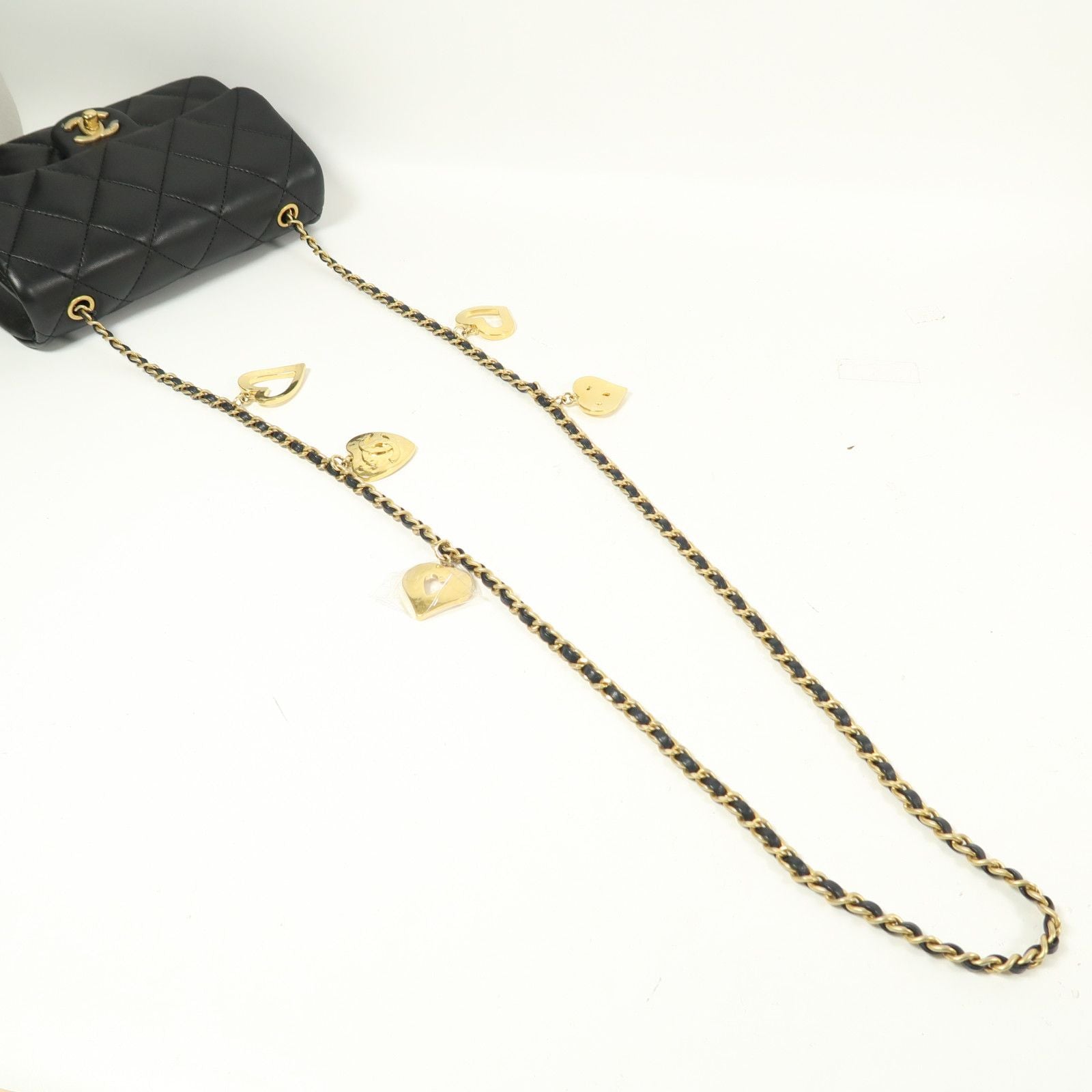 Chanel Black Sheepskin Leather Chain Shoulder Bag With Gold Buckle Black Shoulder Bag Lambskin (