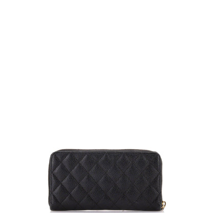 Chanel Zip Around Wallet Quilted Caviar Long