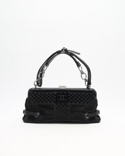 Chanel CC Checkered Velvet Shoulder Bag