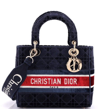 Christian Dior Lady D-Lite Bag Cannage Embroidered Velvet Medium