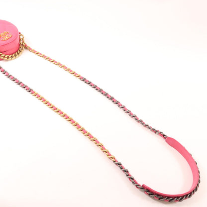 Chanel Pink Leather 19 Round Bag Hand-turn Shoulder Bag Powder Red 2way Shoulder Bag Leather