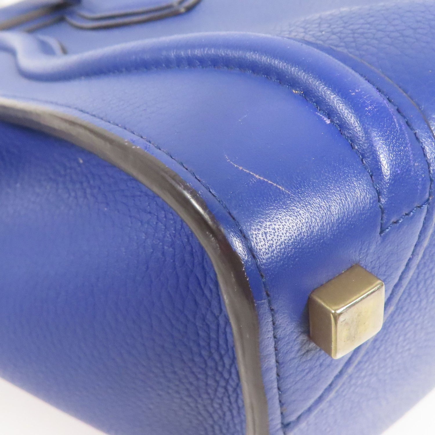 Celine Cowhide Leather Micro Luggage Golden Shoulder Back Bag Blue Calfskin (cowhide)