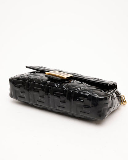Fendi Large Patent FF Embossed Baguette Bag