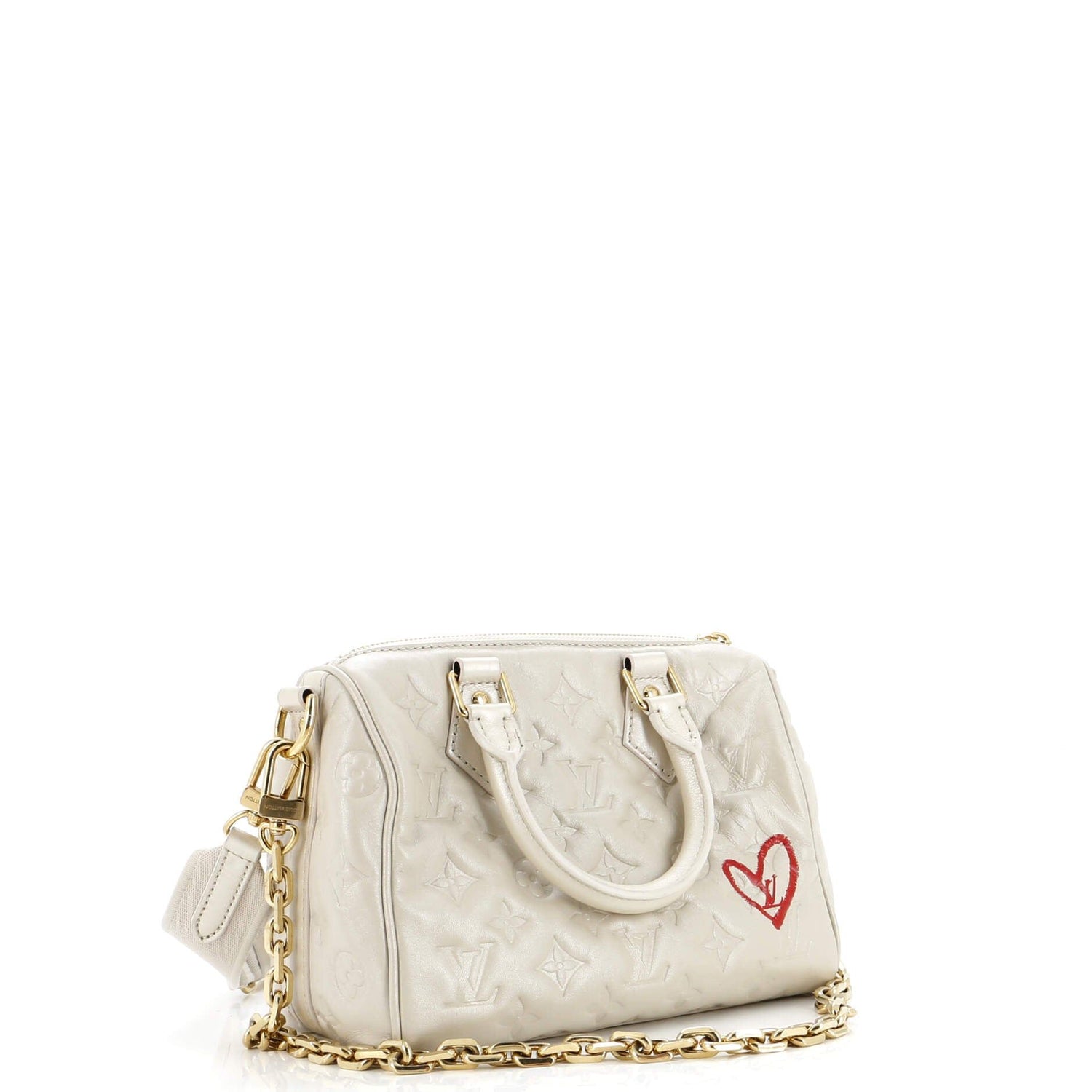 Louis Vuitton Speedy Bandouliere Bag Limited Edition Fall In Love Monogram Embossed Lambskin 22