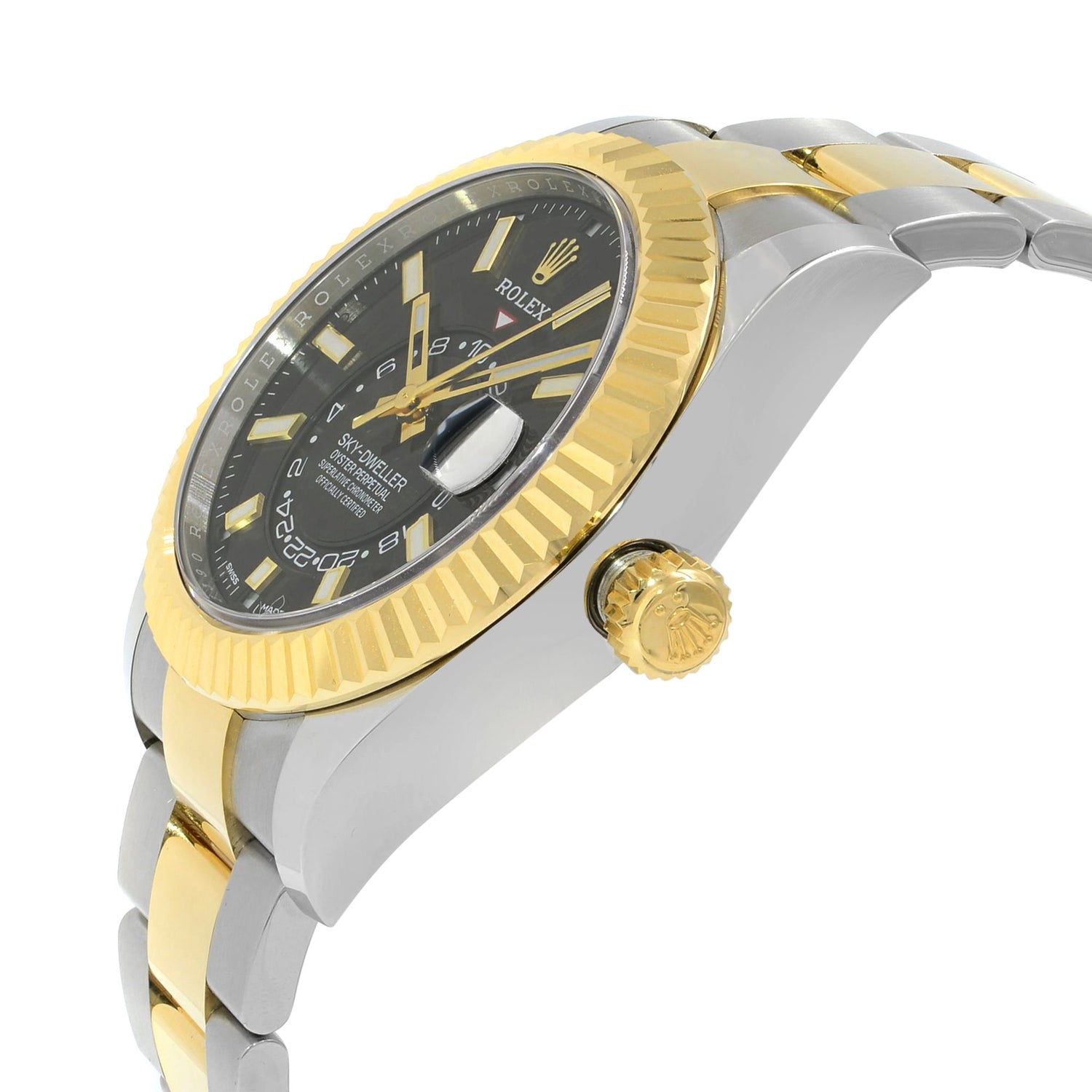 Rolex Sky-dweller Steel 18K Yellow Gold Black Dial Automatic Mens Watch 326933