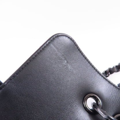 Chanel Black Cowhide Leather Mini Flat Chain Shoulder Bag Hand-handed Shoulder Bag 2way Shoulder Bag Calfskin (cow