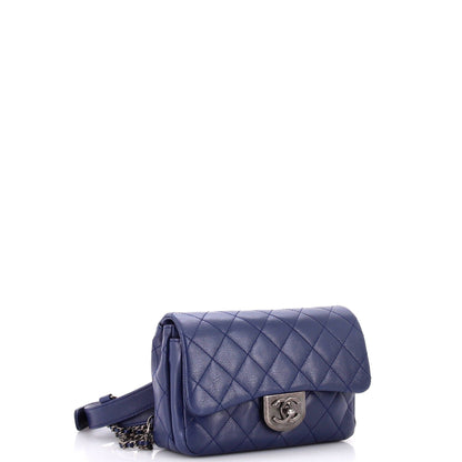 Chanel Double Carry Chain Waist Bag Quilted Goatskin Small