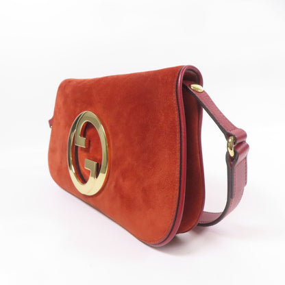 Gucci Calfskin Blondie Chain Shoulder Flap Bag Red Burgundy Suede 699268