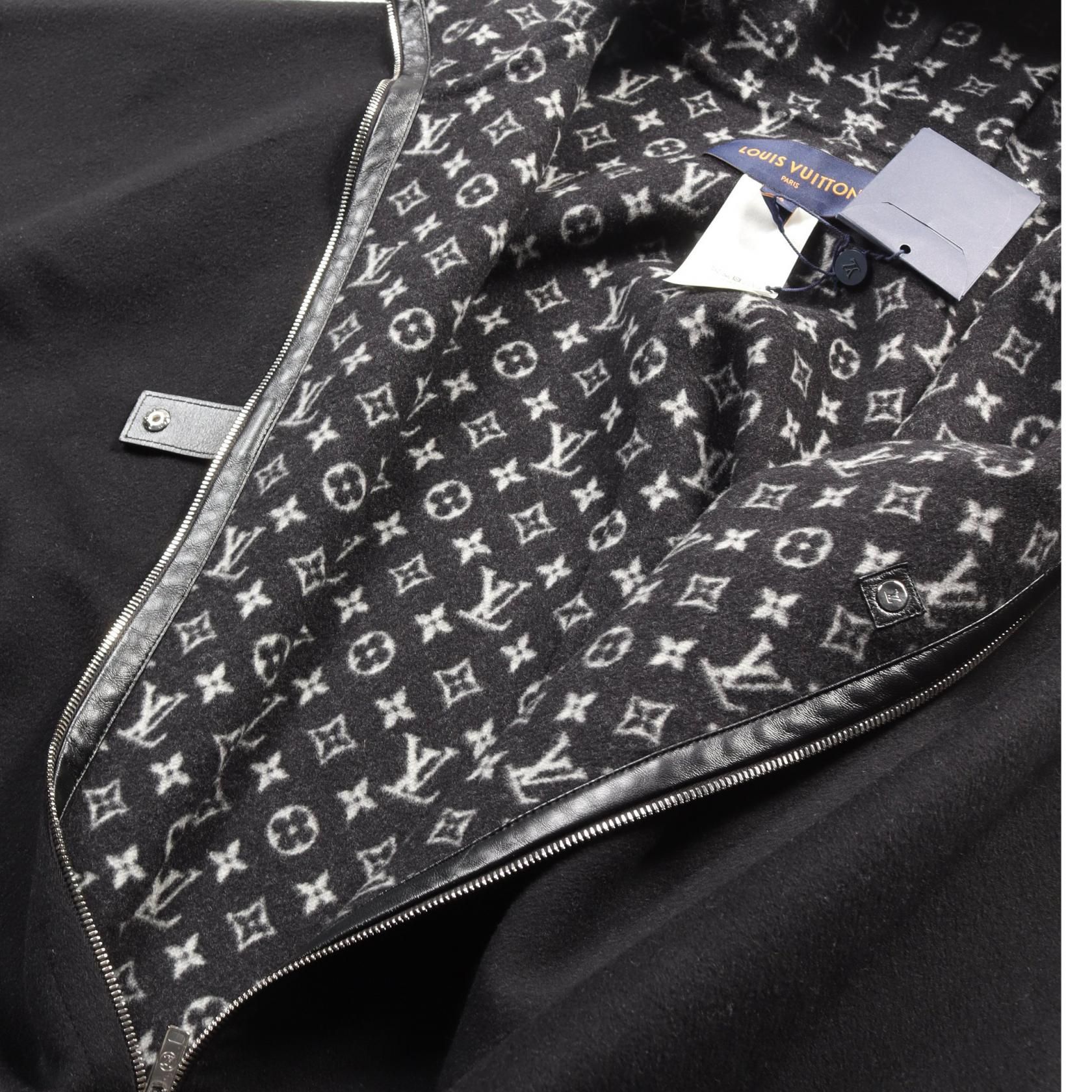 Louis Vuitton Hooded Cape Monogram Poncho Rm 223w Qwe Wool Silk Black