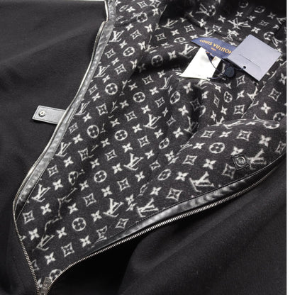Louis Vuitton Hooded Cape Monogram Poncho Rm 223w Qwe Wool Silk Black