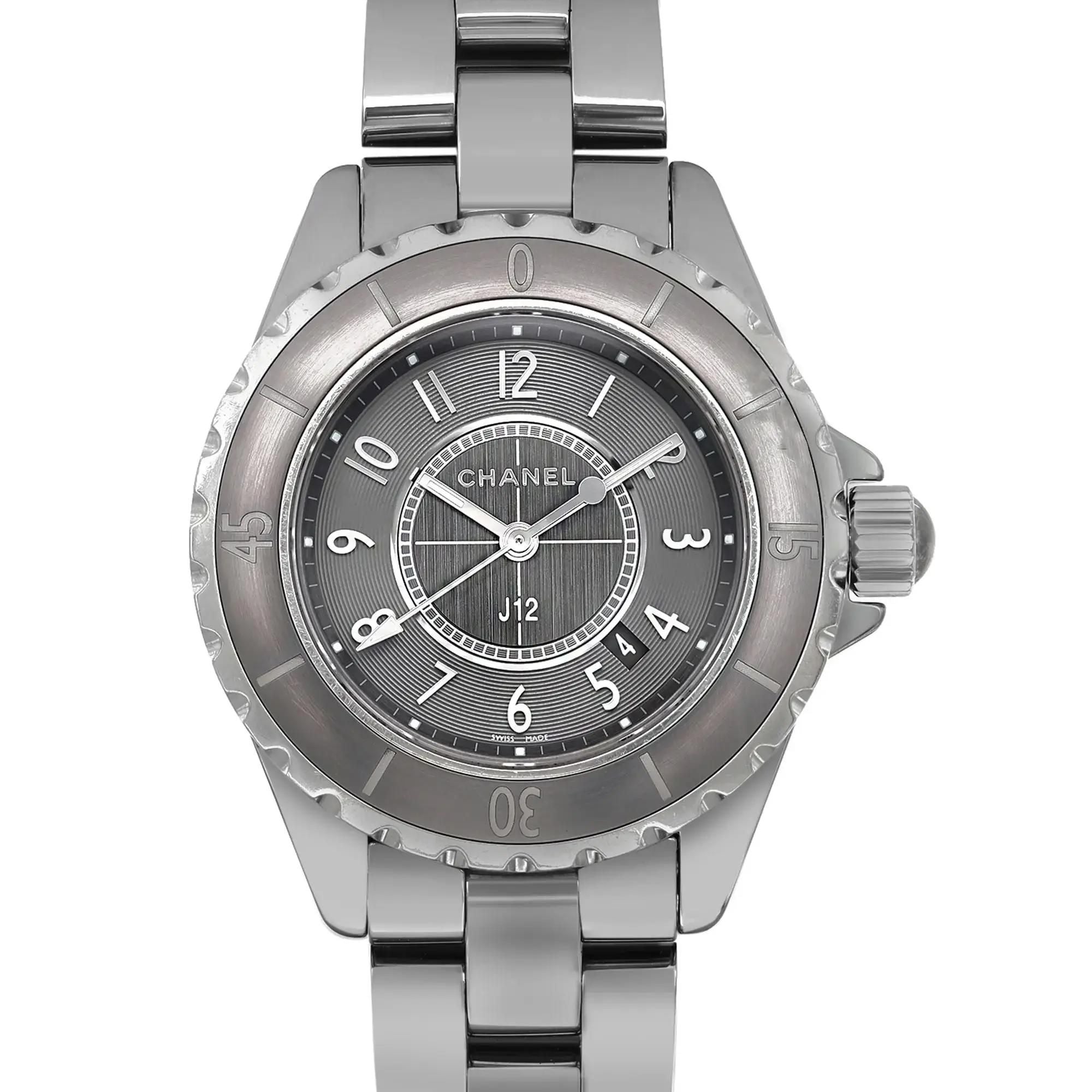 Chanel J12 Chromatic 33mm Titanium Ceramic Grey Dial Ladies Quartz Watch H2978