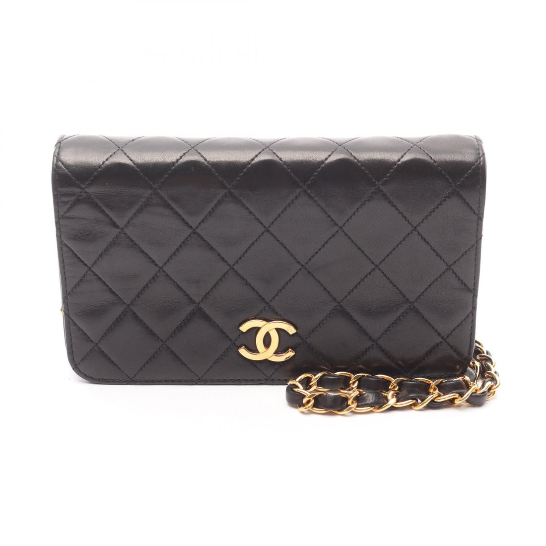 Chanel Black Mini Matelasse Full Flap Shoulder Bag Lambskin (sheep Leather)
