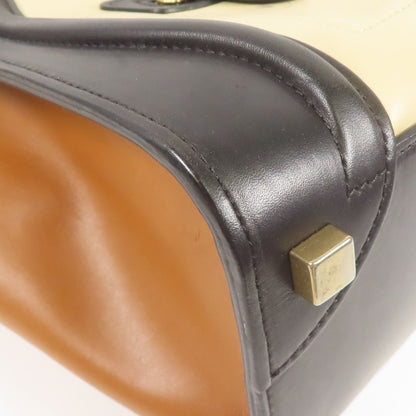 Celine Cowhide Leather Micro Luggage Kinsaku Handmade Bag Black Beige Black/brown/beige Calfskin (cowhide)