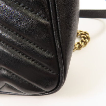 Gucci Cowhide Leather Gg Marmont Mini Golden Cross Shoulder Bag Black Calfskin (cowhide) 446744
