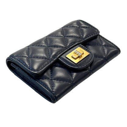 Chanel Matelasse 2.55 Coin Case Calfskin Blue Gold Plated (no Card)