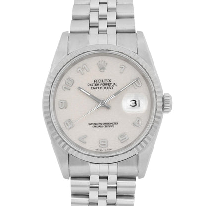 Rolex Datejust 18K White Gold Steel Cream Jubilee Dial Watch 16234