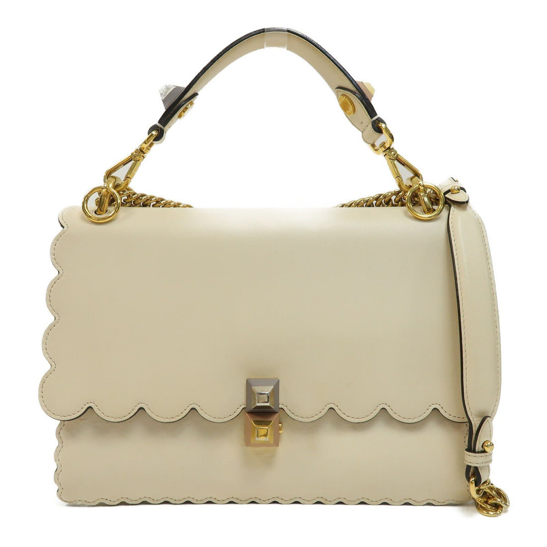 Fendi Vitello Liberty Scalloped Studded Kan I Shoulder Bag