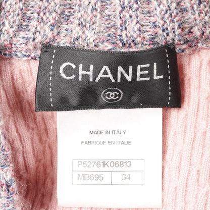 Chanel Pink Blue Gray Camelia Button Dress Silk Cashmere P 52761