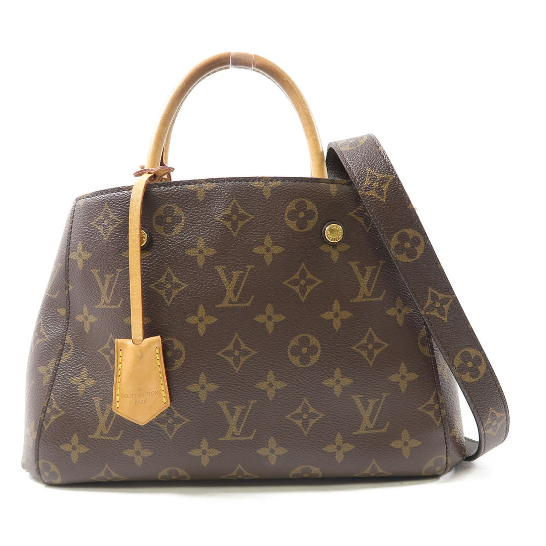 Louis Vuitton Monogram Montaigne Bb Hand-turn Shoulder Bag Palm Color Brown Brown 2way Shoulder Bag M 41055
