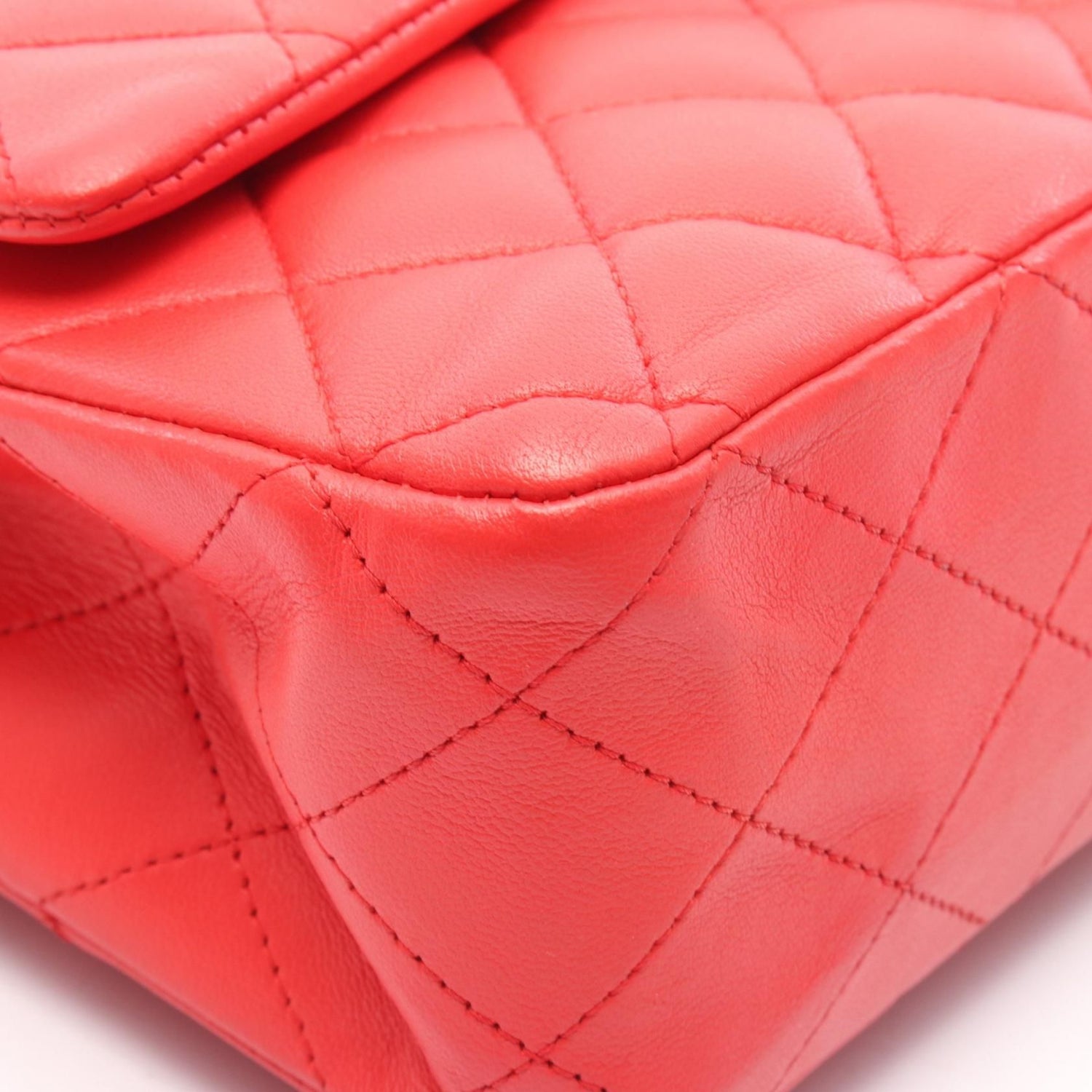 Chanel Red Matelasse W Flap Shoulder Bag Leather A 01112