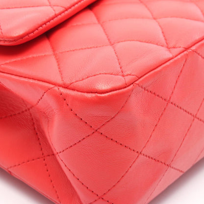 Chanel Red Matelasse W Flap Shoulder Bag Leather A 01112