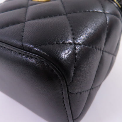 Chanel Black Sheepskin Leather Mini Vanity Case Shoulder Bag Lambskin (sheep Leather)