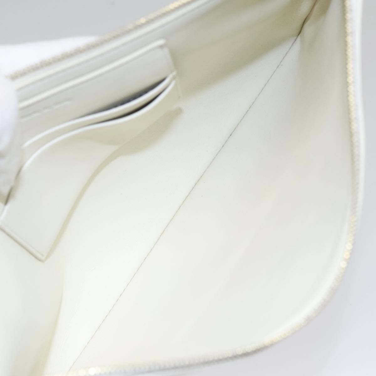 Celine Clutch Bag Leather Gray White Auth