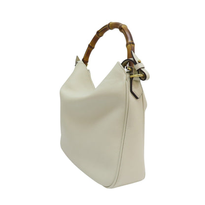 Gucci Diana Medium Bamboo Shoulder Handbag White Leather 746124
