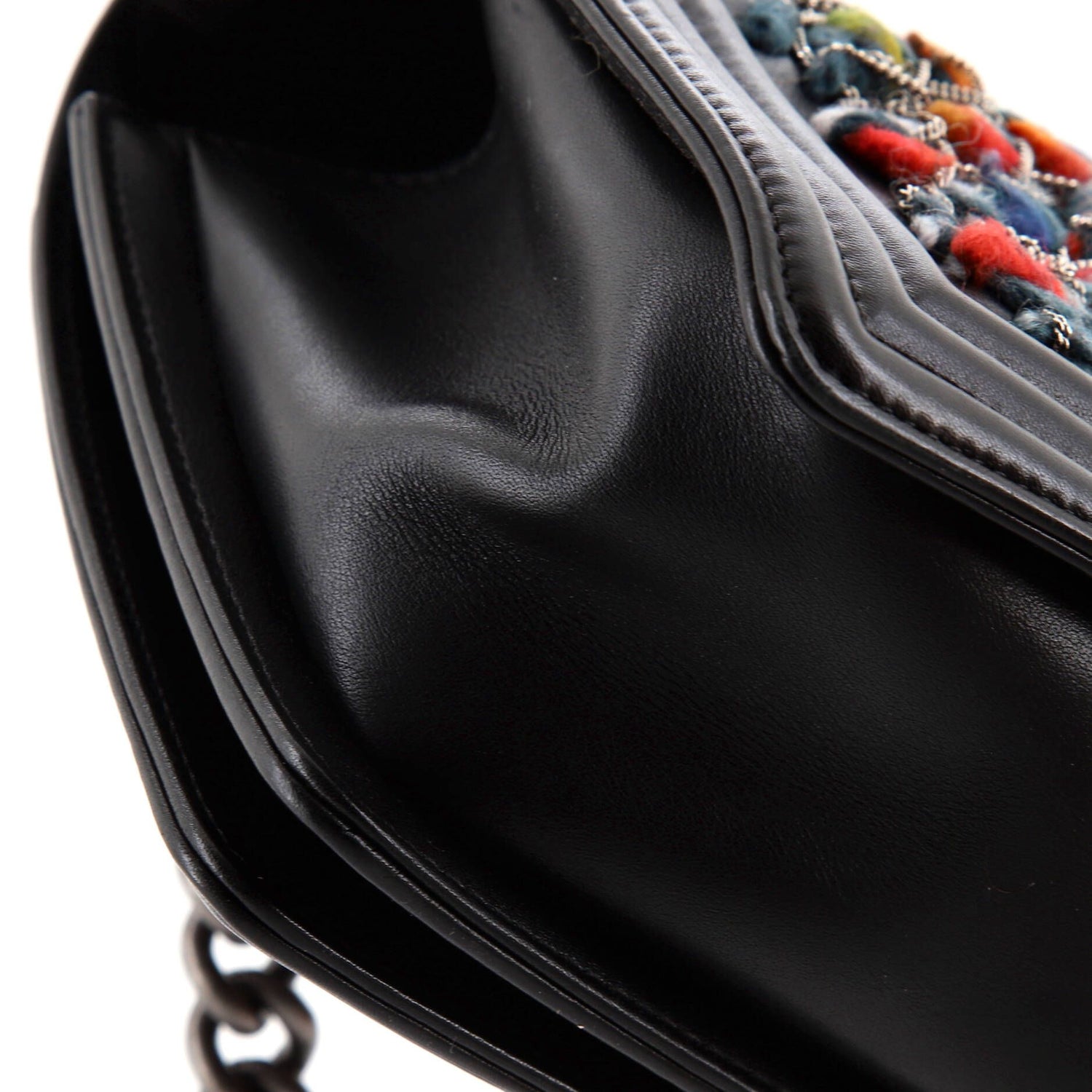 Chanel Boy Flap Bag Braided Tweed Old Medium