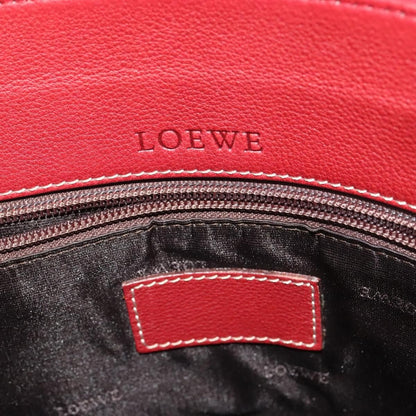 Loewe Anagram Hand Bag Leather 2way Red Silver Auth