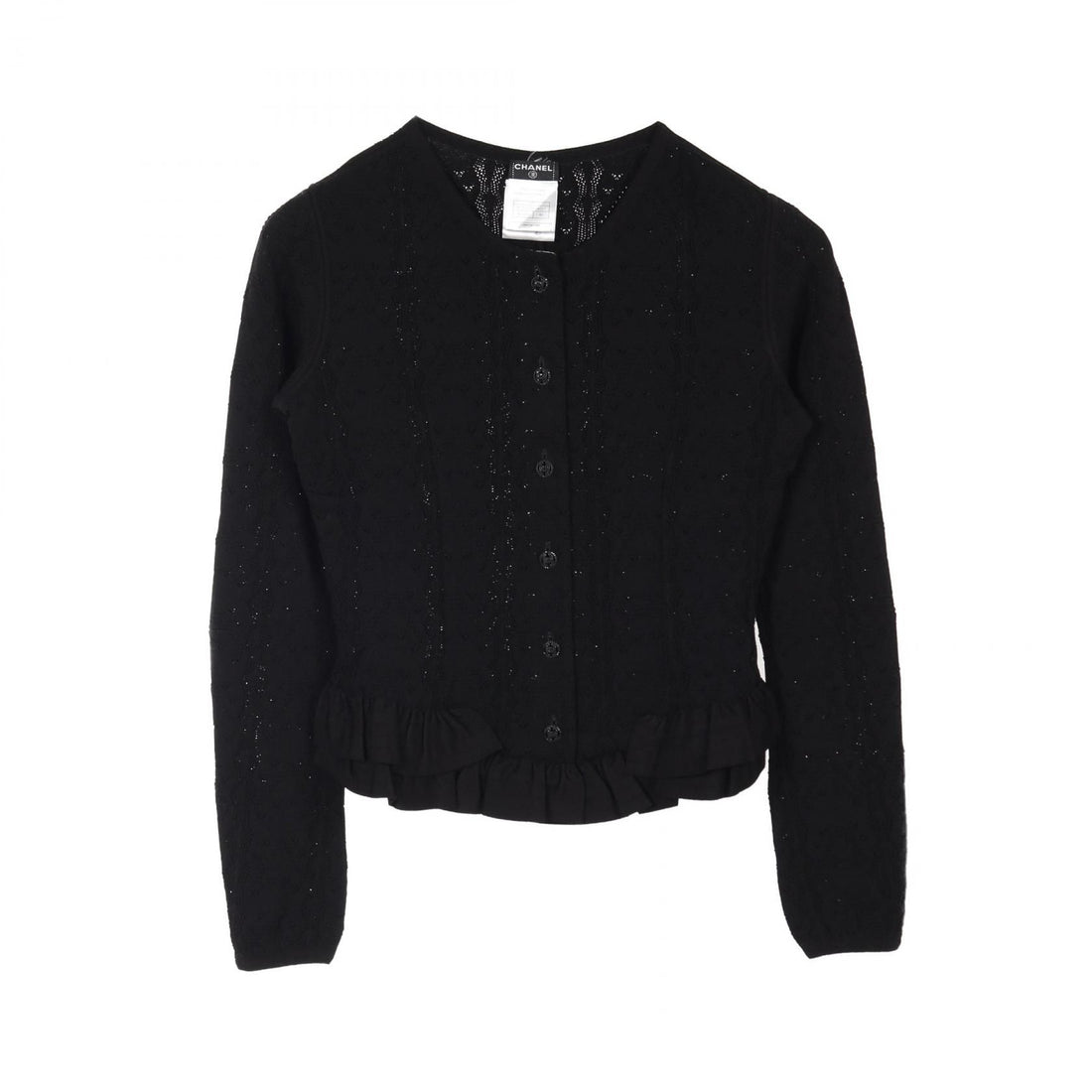 Chanel Black Coco Mark Button Cardigan Rayon P 32710w 04107