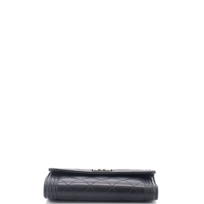 Chanel Boy Trifold Flap Wallet Quilted Lambskin Medium