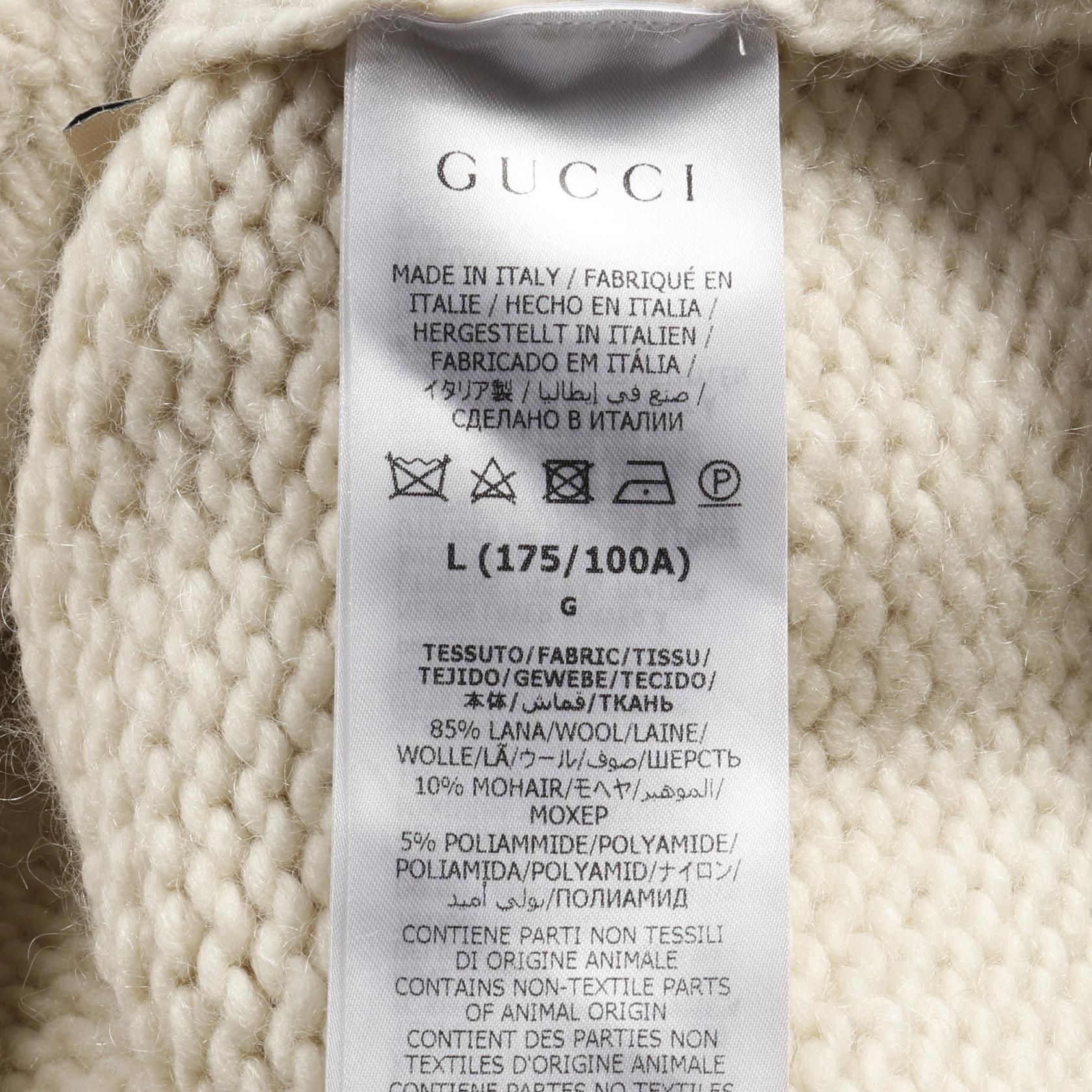 Gucci Sherry Line Cardigan Beige Green Red Wool Nylon 706735xklj 4