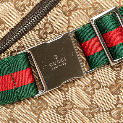Gucci GG Canvas Web Double Pocket Belt Bag Brown