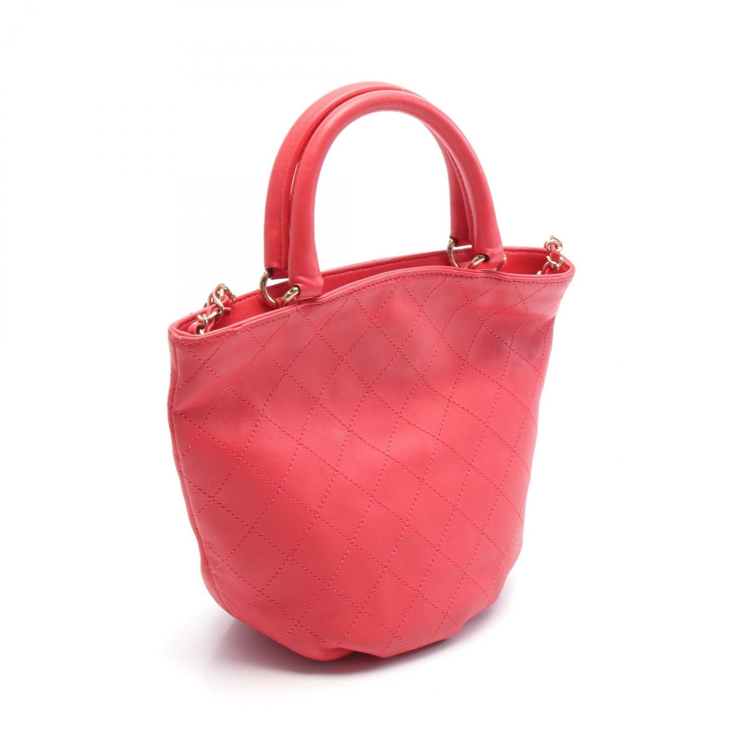 Chanel Red Matelasse Shoulder Bag Leather