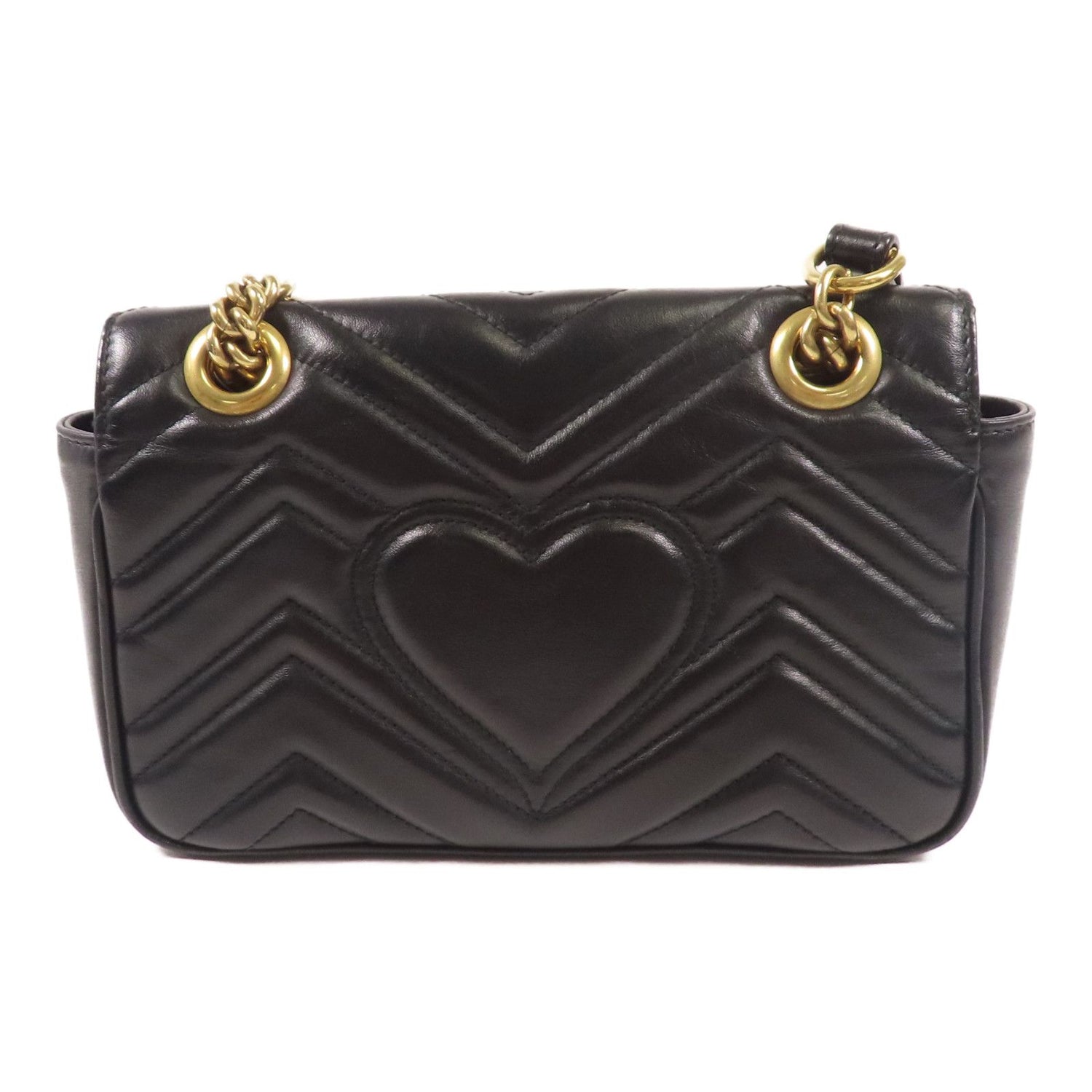 Gucci Cowhide Leather Gg Marmont Mini Golden Cross Shoulder Bag Black Calfskin (cowhide) 446744