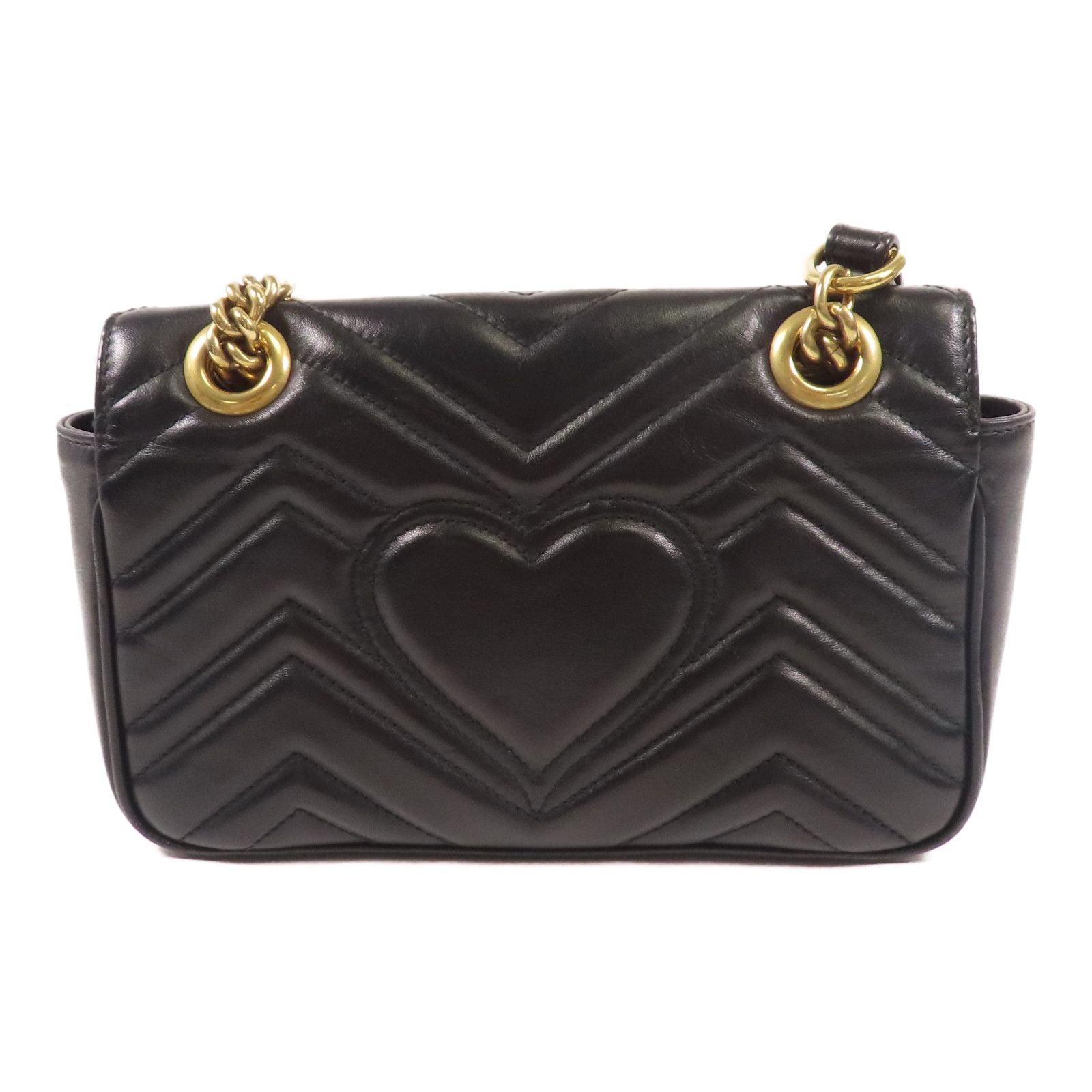 Gucci Cowhide Leather Gg Marmont Mini Golden Cross Shoulder Bag Black Calfskin (cowhide) 446744